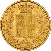 1852 Gold Sovereign Coin Queen Victoria Young Head Shield Back