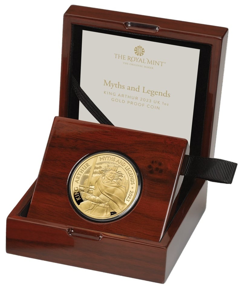 2023 Proof King Arthur Gold Coin Myths & Legends 1oz Boxed