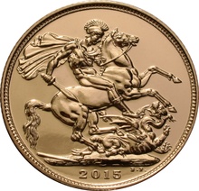 2015 Gold Sovereign Coin Elizabeth II Fourth Head