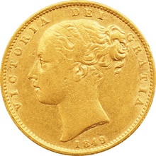 1849 Victoria Young Head Gold Sovereign