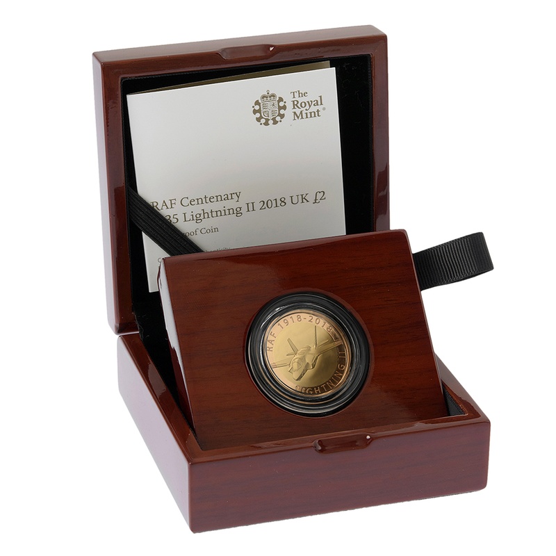 2018 Proof £2 Gold Coin RAF Centenary F-35 Lightning II Boxed