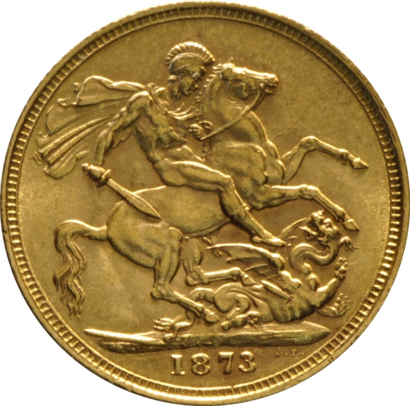 1873 Gold Sovereign - Victoria Young Head - M