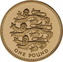 2002 Proof Gold £1 Pound Coin Three Lions