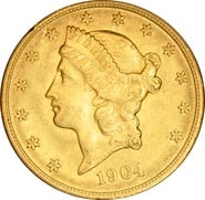 1904 $20 Gold Coin Double Eagle Liberty Head Philadelphia