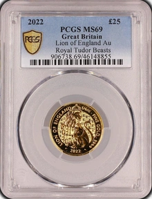 2022 1/4oz Lion of England Gold Coin Royal Tudor Beasts PCGS MS69