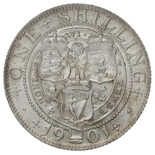 1901 Silver Shilling Coin Queen Victoria