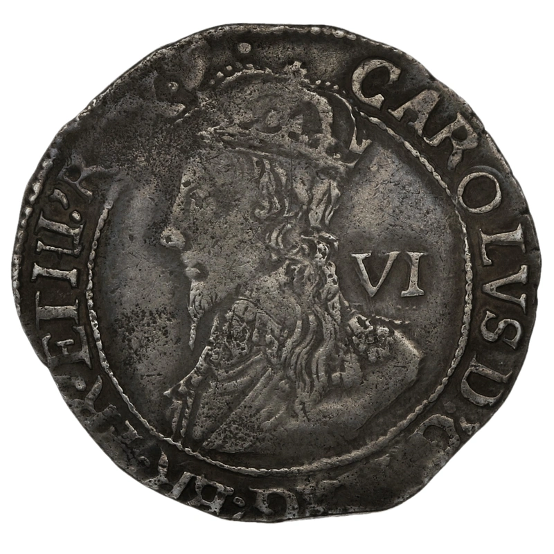 1633-1634 Silver Sixpence Coin Charles I Hammered Portcullis