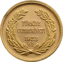 Turkish 100 Piastres Kurush Gold Coin Kemal Ataturk
