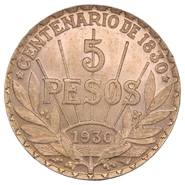1930 Uruguay 5 Pesos Quarter Ounce Gold Coin