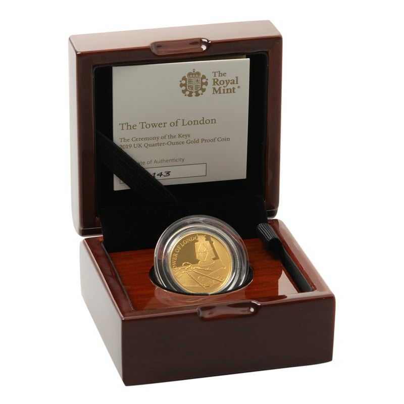 2019 1/4oz Tower of London Ceremony of the Keys Proof Gold Coin Boxed