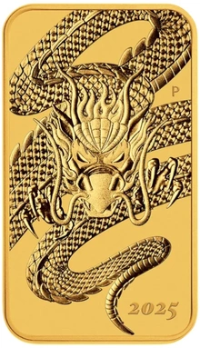 2025 Perth Mint 1oz Dragon Rectangular Gold Bar (Coin)