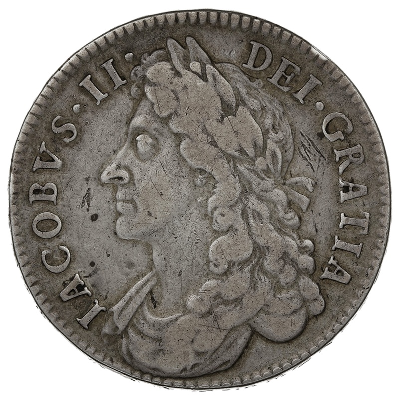 1686 Silver Half Crown Coin James II SECVNDO