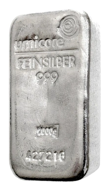 Second Hand 1kg Silver Bar Umicore