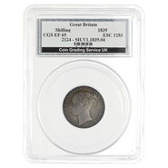 1839 Silver Shilling Coin CGS EF65