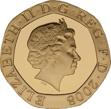2008 Gold Proof 20p Twenty Pence Piece Royal Shield
