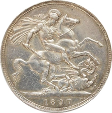1897 Silver Crown Coin Queen Victoria Old Head