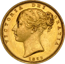 1853 Gold Sovereign Coin Queen Victoria Young Head Shield Back NGC MS62