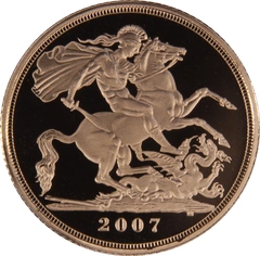 2007 Proof Gold Sovereign Coin Elizabeth II Fourth Head