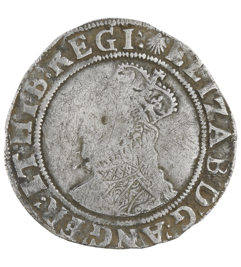 Silver Shilling Coin Queen Elizabeth I Near Fine