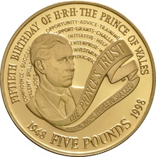 1998 Proof £5 Gold Crown Coin with £50 note Boxed