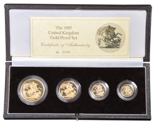1985 Gold Proof Sovereign Four Coin Set Boxed