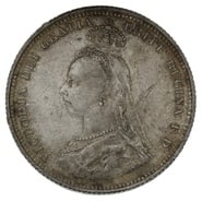 1887 Queen Victoria Silver Shilling