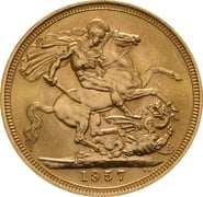 1957 Gold Sovereign Coin Elizabeth II Young Head