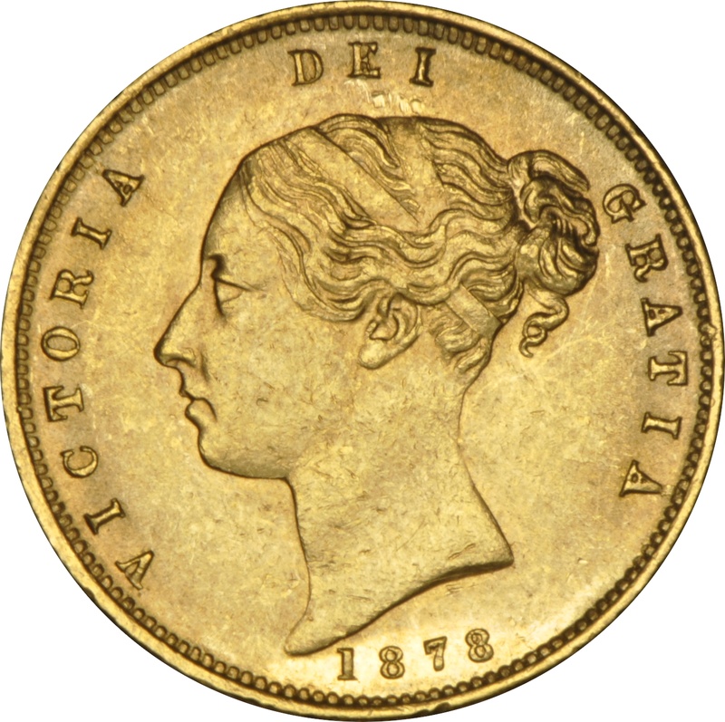 1878 Gold Half Sovereign Queen Victoria Young Head Shield Back NGC MS61