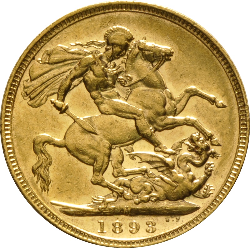 1893 Gold Sovereign Coin Queen Victoria Jubilee Head Melbourne