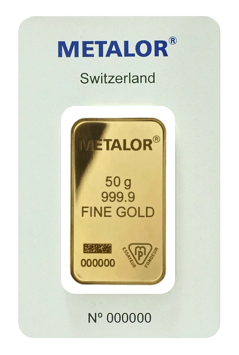 Metalor 50 Gram Gold Bars