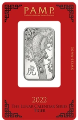 1oz Platinum Bar 2022 Year of the Tiger PAMP Minted
