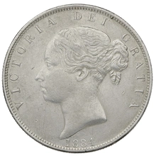 1884 Silver Half Crown Coin Queen Victoria
