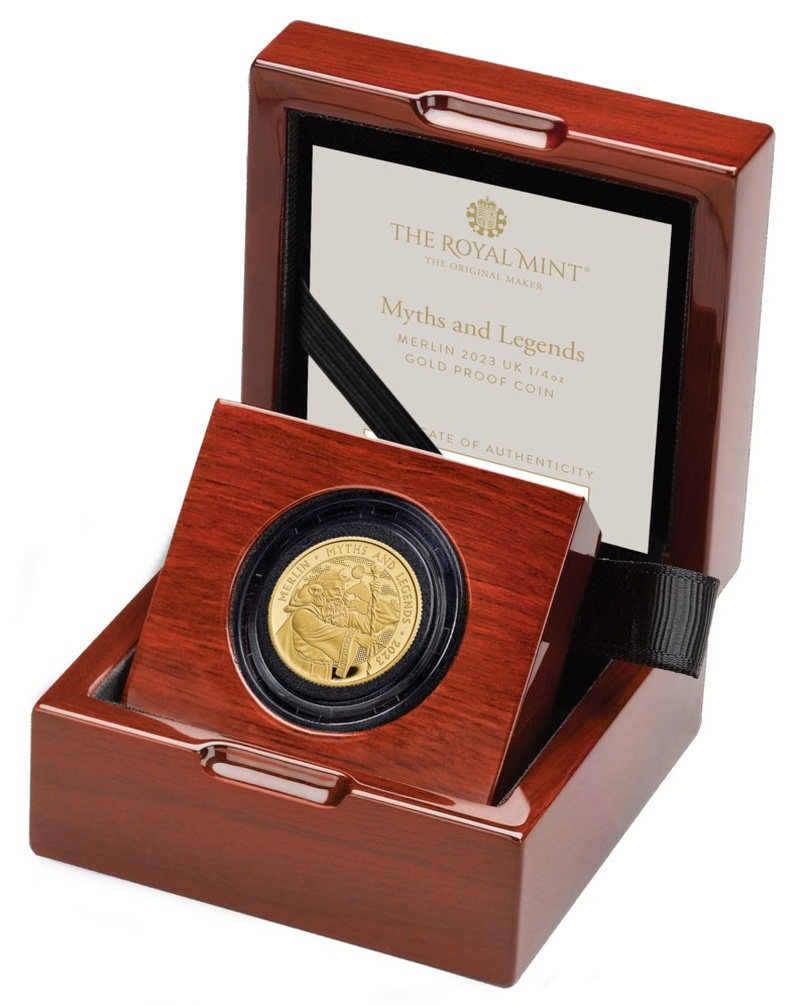 2023 Proof Merlin Gold Coin Myths & Legends 1/4oz Boxed