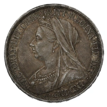 1893 Silver Crown Coin Queen Victoria Jubilee Head LVI