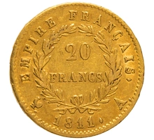 1811 French 20 Francs Gold Coin Napoleon I Laureate Head A