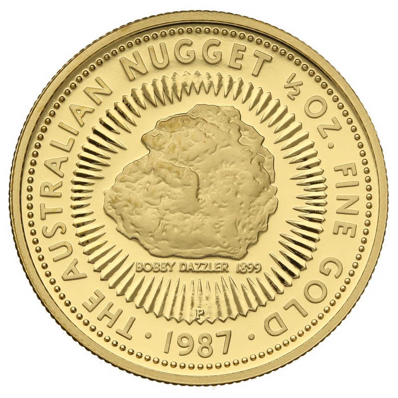 1987 Proof 1/2oz Australian Kangaroo Gold Nugget Coin