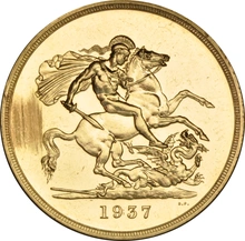 1937 Proof Gold £5 Coin Quintuple Sovereign George VI