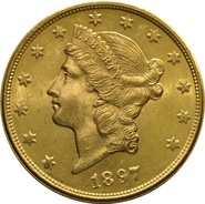 1897 $20 Gold Coin Double Eagle Liberty Head San Francisco