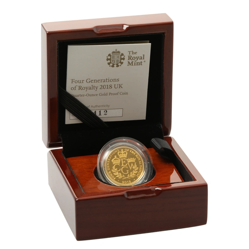 2018 1/4oz Four Generations of Royalty Proof Gold Coin Boxed
