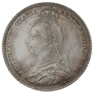 1892 Silver Sixpence Coin Queen Victoria