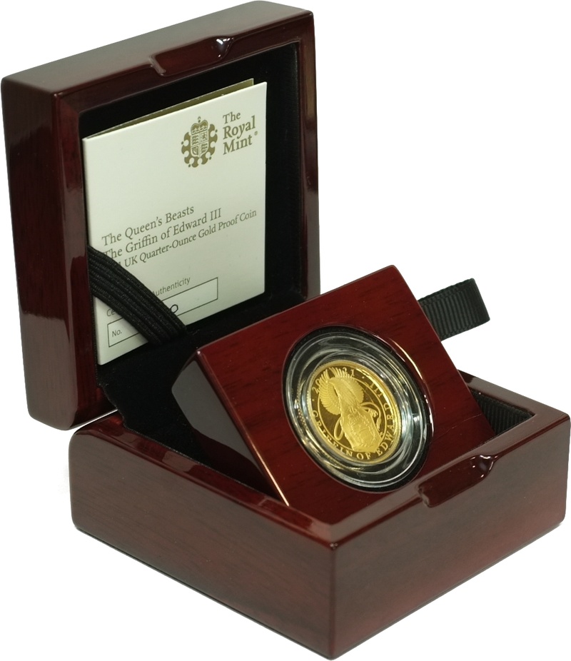 2021 Proof 1/4oz Griffin of Edward III Gold Coin Coin Queen's Beasts Boxed