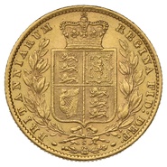 1871 Gold Sovereign - Victoria Young Head - Shield Back- S