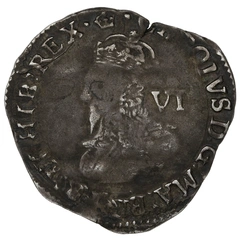 1635-1636 Silver Sixpence Coin Charles I Crown