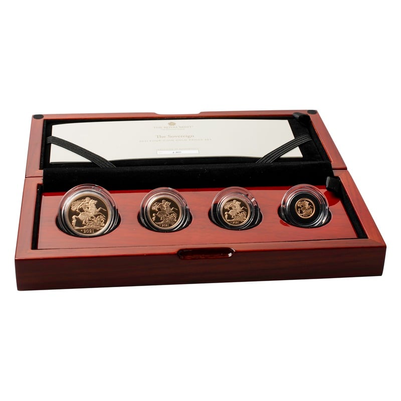 2021 Proof Gold Sovereign 4 Coin Set Smaller Boxed