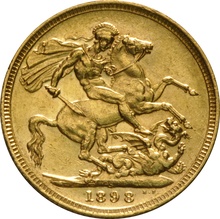 1898 Gold Sovereign Coin Queen Victoria Old Head Sydney