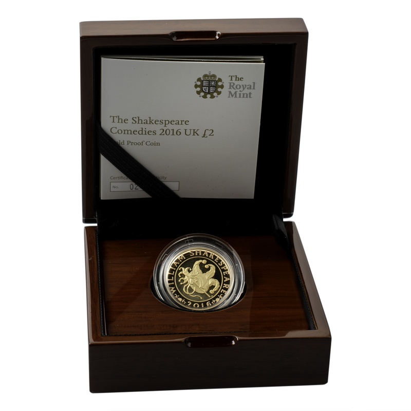 2016 Proof £2 Gold Coin The Shakespeare Comedies Boxed