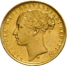 1880 Gold Sovereign Coin Queen Victoria Young Head George Dragon Melbourne PCGS AU58