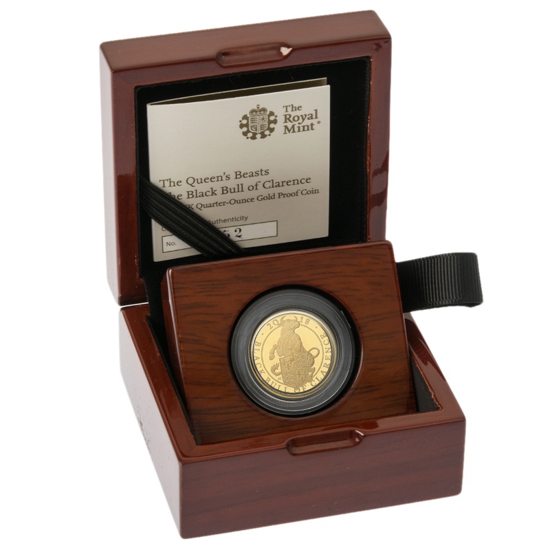 2018 1/4oz Proof Black Bull of Clarence Gold Coin Queen's Beasts Boxed