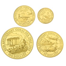1992 Solomon Islands 50th Anniversary Battle of Coral Sea 4 Coin Gold Proof Set Boxed