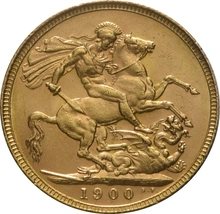 1900 Gold Sovereign Coin Queen Victoria Old Head PCGS AU58